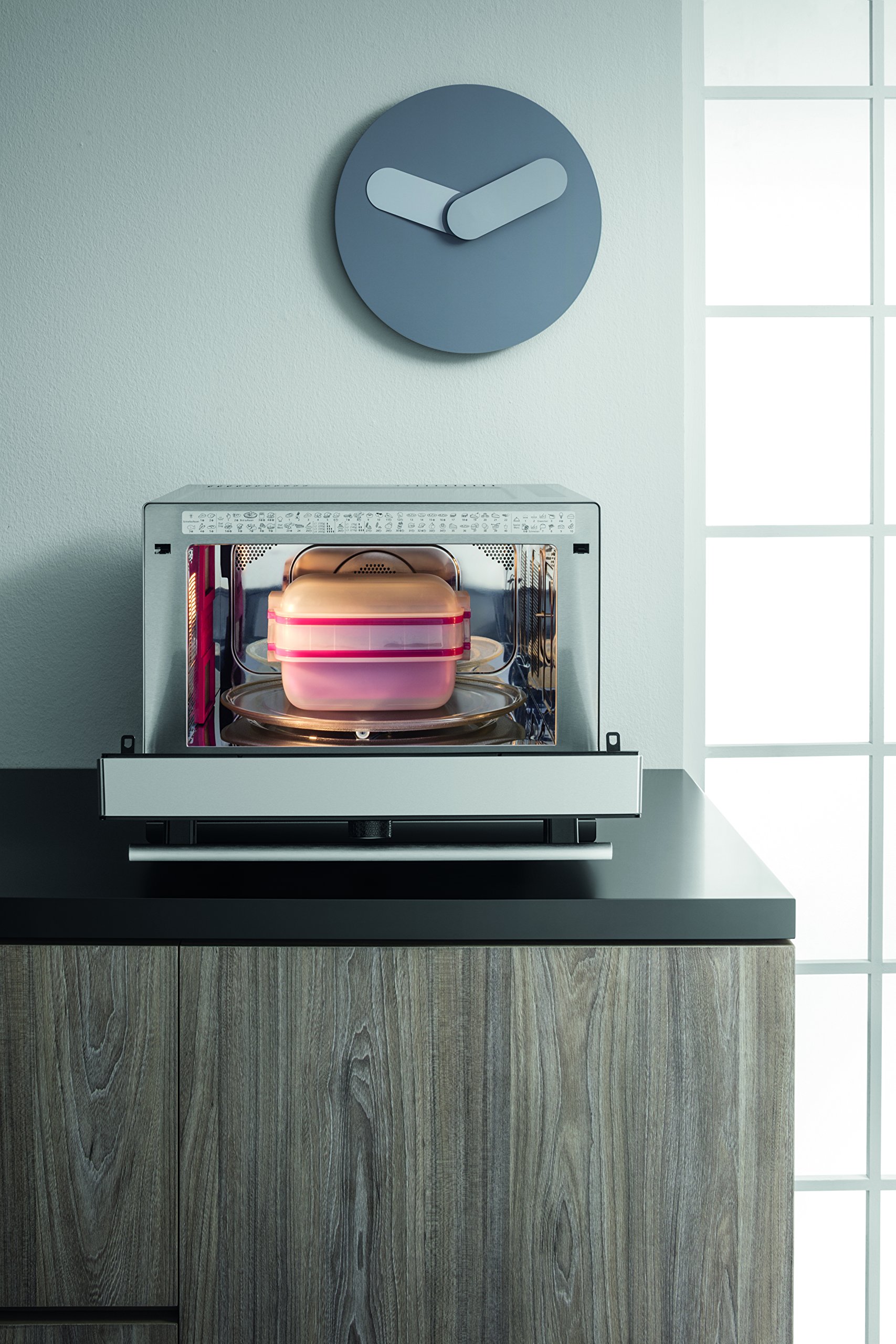 Mikrowelle freistehend 33 l mit 5-in-1-Funktion, 1000 Watt, CrispFry, Heißluft, Dampfgarfunktion und XXL Grill