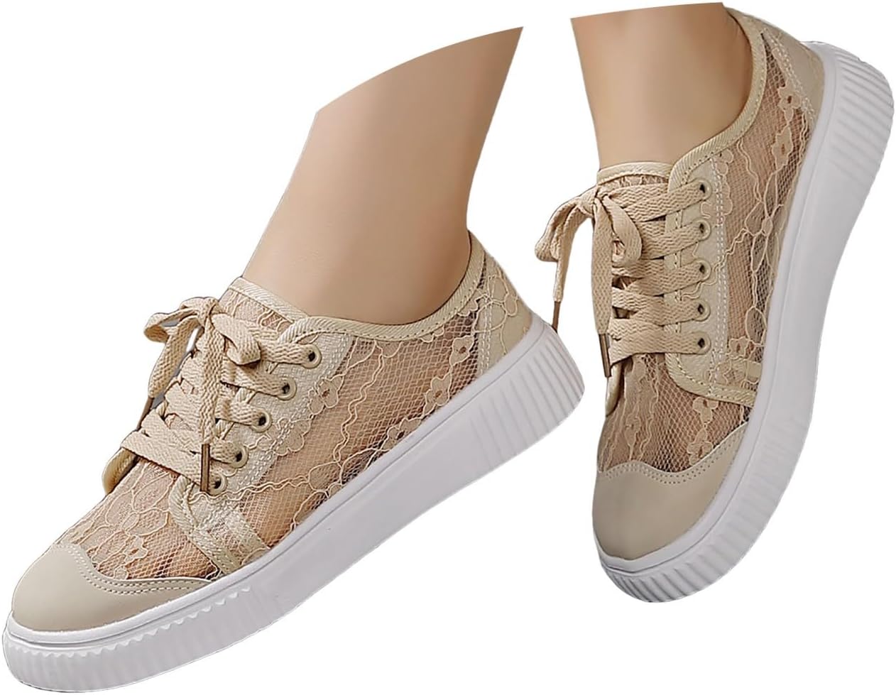 VBEDKDEB Sneaker da donna bianche estive leggere morbide bianche sneakers nere casual scarpe piatte alla moda traspirante scarpe da ginnastica con pizzo ricamato