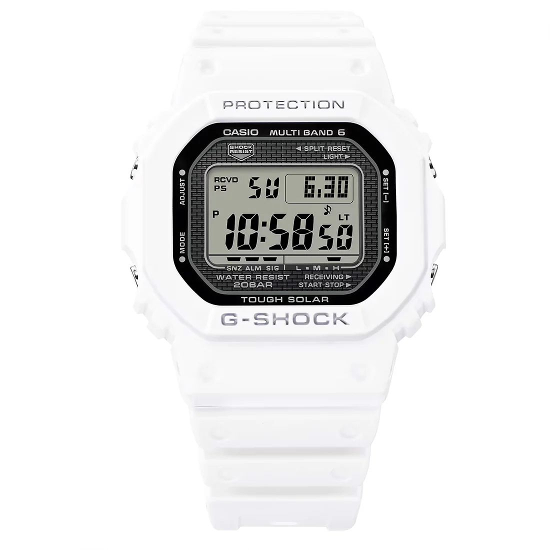 Orologio G-Shock in acciaio e resina bianco radio controllato GW-5000HS-7ER