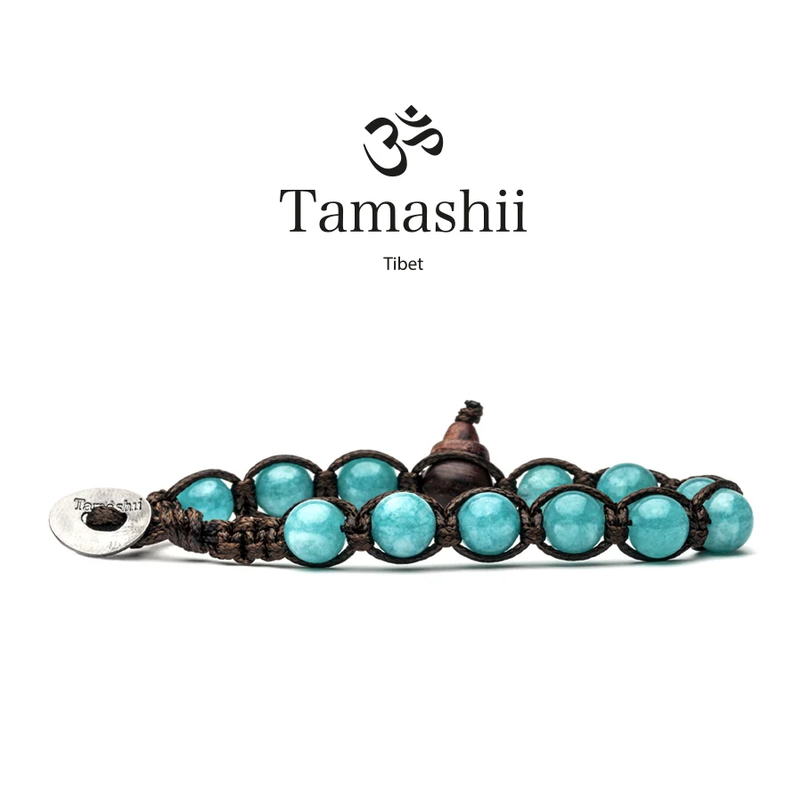 Bracciale Tamashii a un giro in giada verde acqua BHS900-200