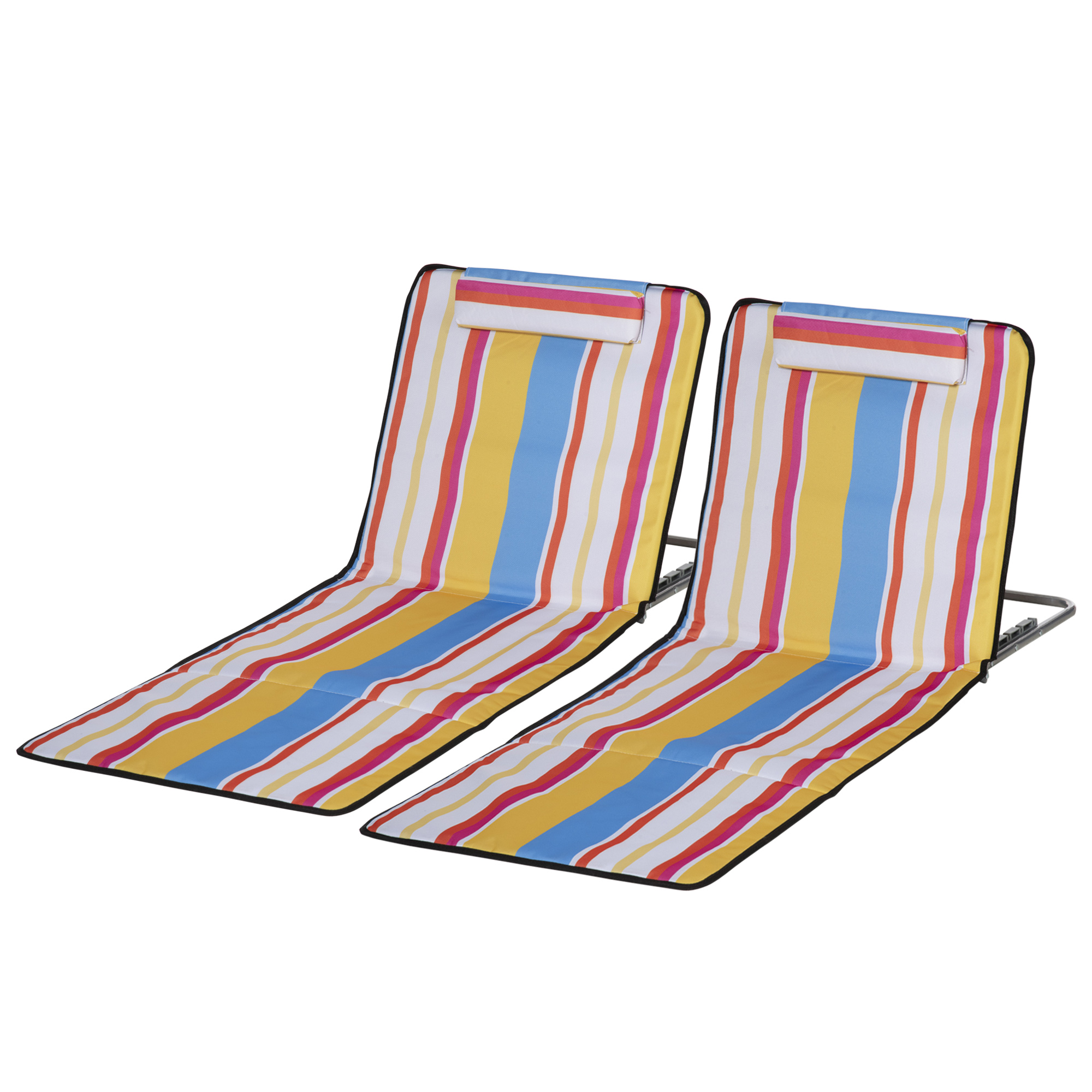 Outsunny 2er-Set Strandmatte, verstellbar, faltbar, 124L x 53B x 37-50H cm, Mehrfarbig