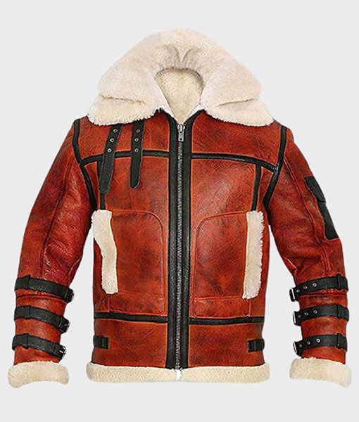 Mens Aviator B6 Sheepskin Leather Bomber Jacket