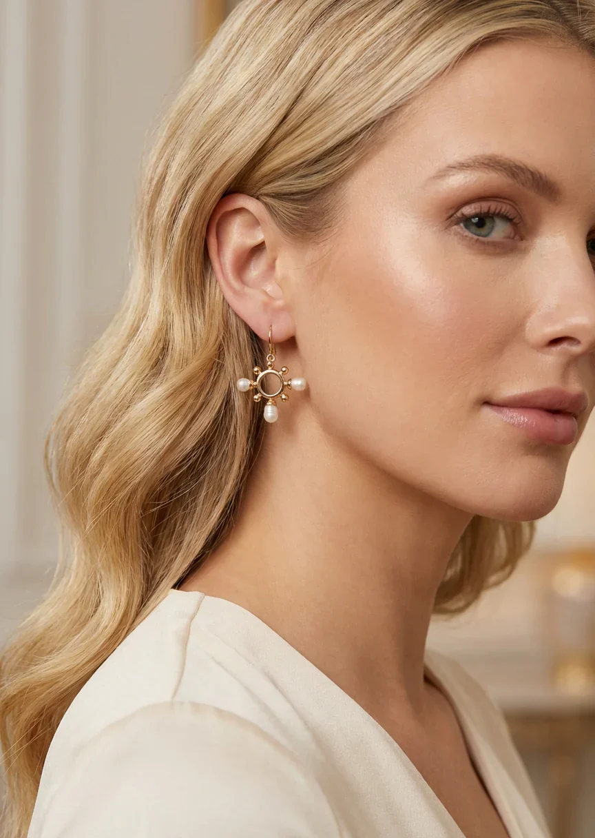 Envy Gold and Pearl Dropper Earrings