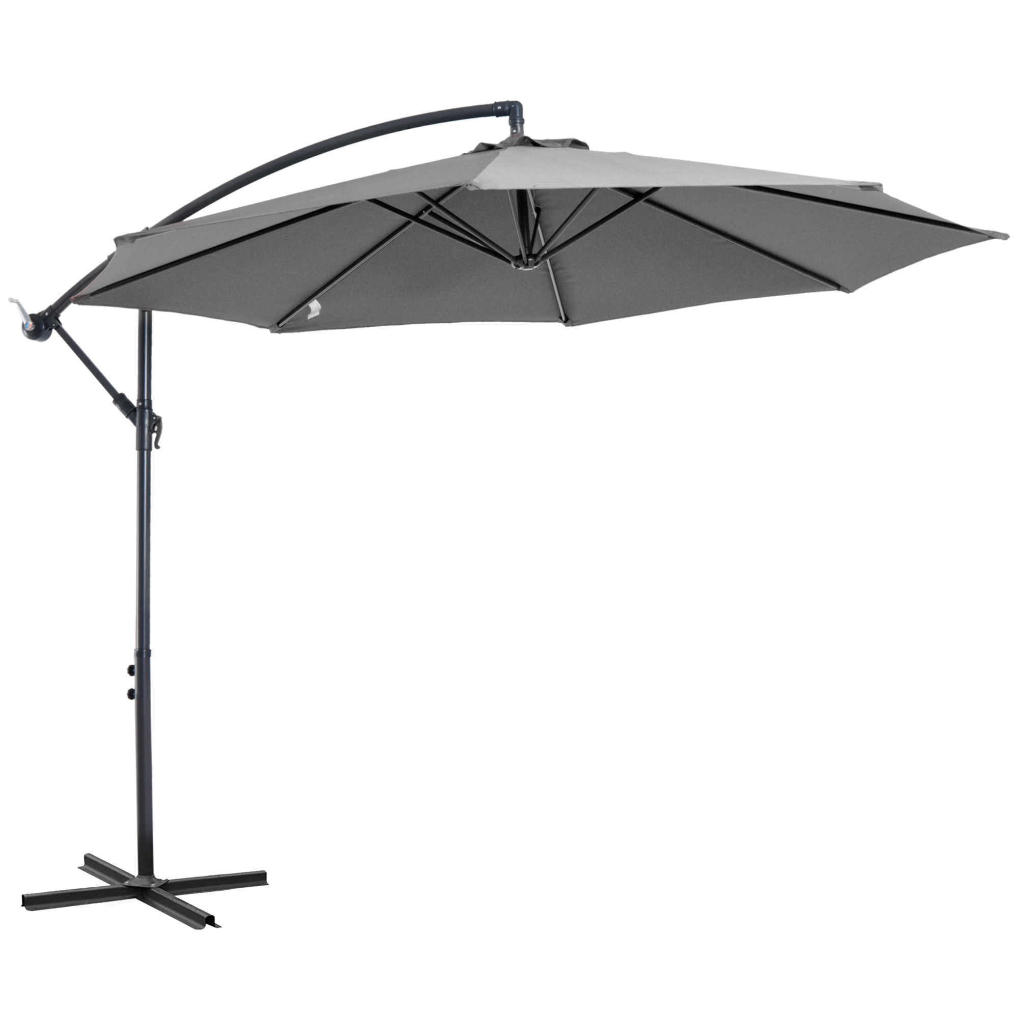 Outsunny Sonnenschirm mit Handkurbel Wetterbeständig  2,95 m x 2,95 m x 2,45 m Polyester Stahl Schwarz