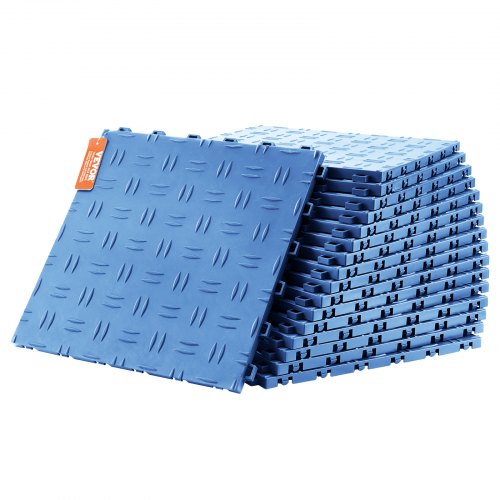 VEVOR Garagen-Bodenbeschläge, 305 x 305 x 13,4 mm, 25er-Set Industrieboden, rutschfeste doppelseitige Struktur-Garagenboden, für Garagen, Keller, Reparaturwerkstätten, Blau