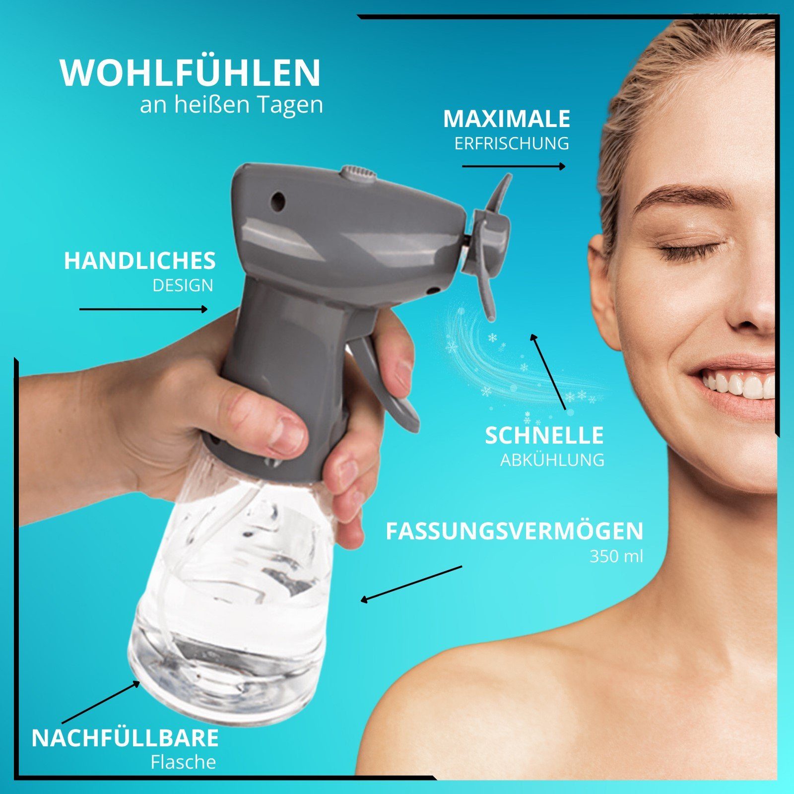 Handventilator Ventilator mit Sprühflasche