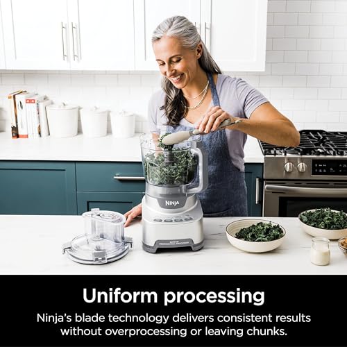 Ninja Food Processor, Professional XL, 1200 Peak Watts, 4 in 1, Chopping, Slicing/Shredding, Purees, Dough, 12 Cup Processor Bowl, 2 Blades & 2 Discs, Feed Chute/Pusher, Black, NF701: Home & Kitchen
