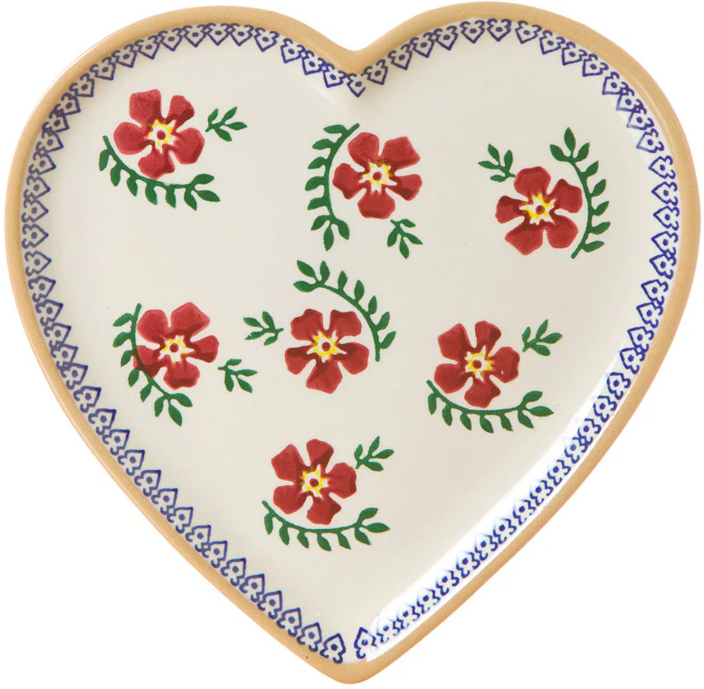 Nicholas Mosse | Medium Heart Plate | Old Rose Pattern