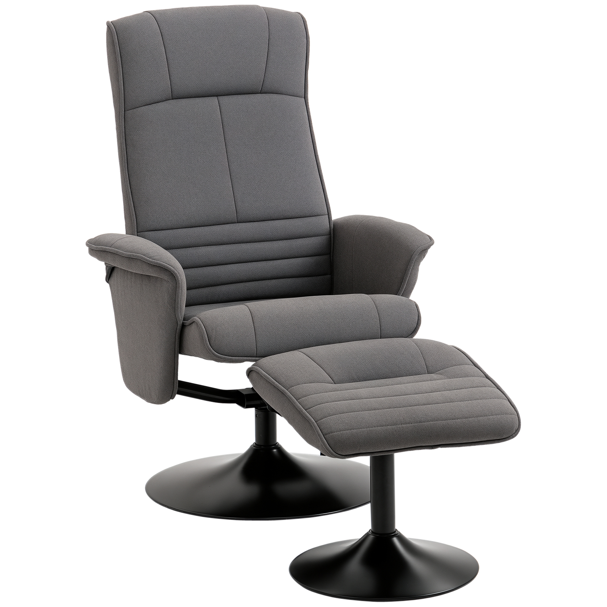 HOMCOM Relaxsessel mit Fußhocker, verstellbare Rückenlehne, 69 cm x 71 cm x 104 cm, Dunkelgrau + Schwarz