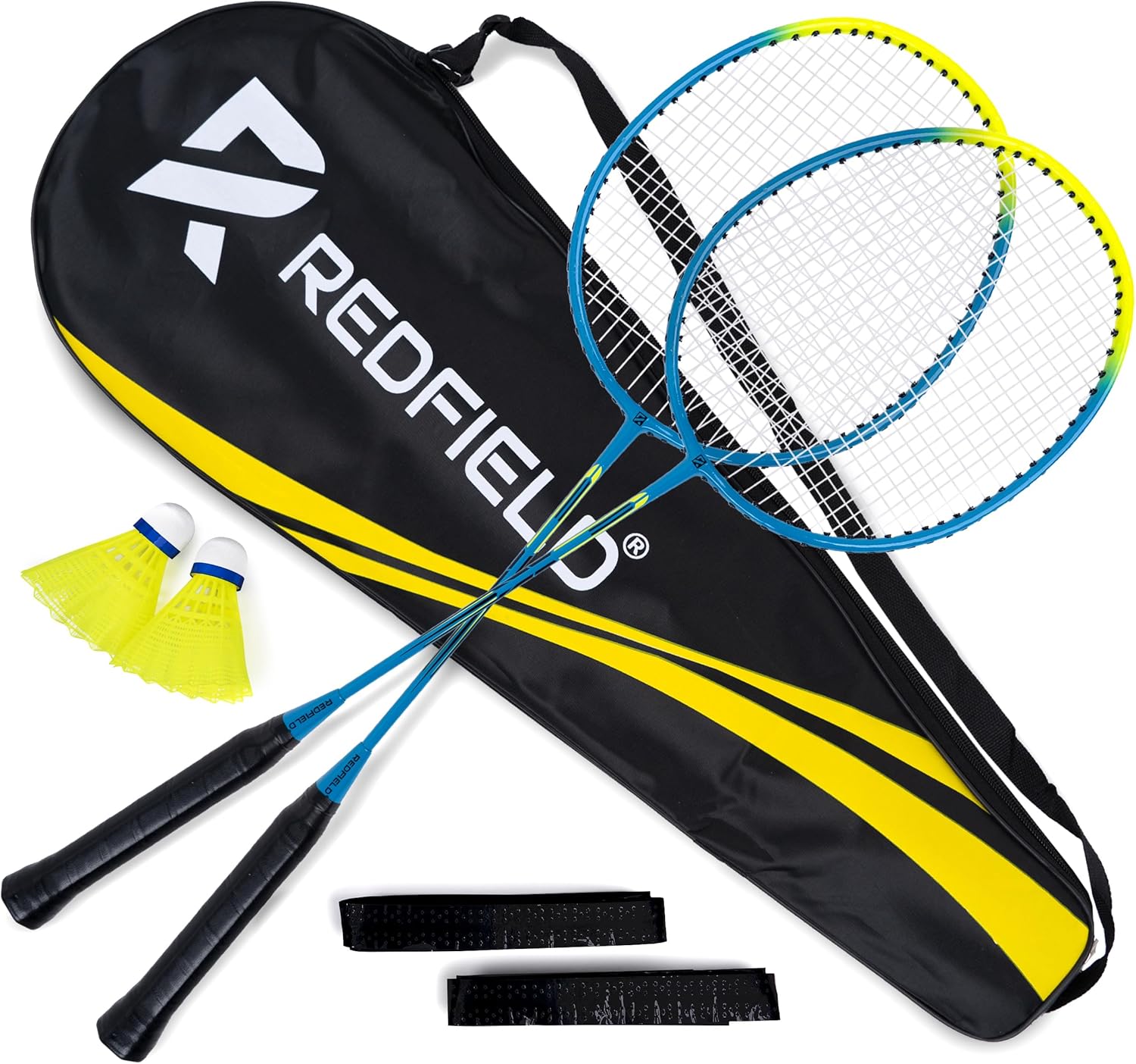 Redfield Set Badminton - 2 Racchette da Badminton - 2 Volani - Borsa da trasporto - Set completo per 2 giocatori adulti - Gioco all'aperto o al chiuso