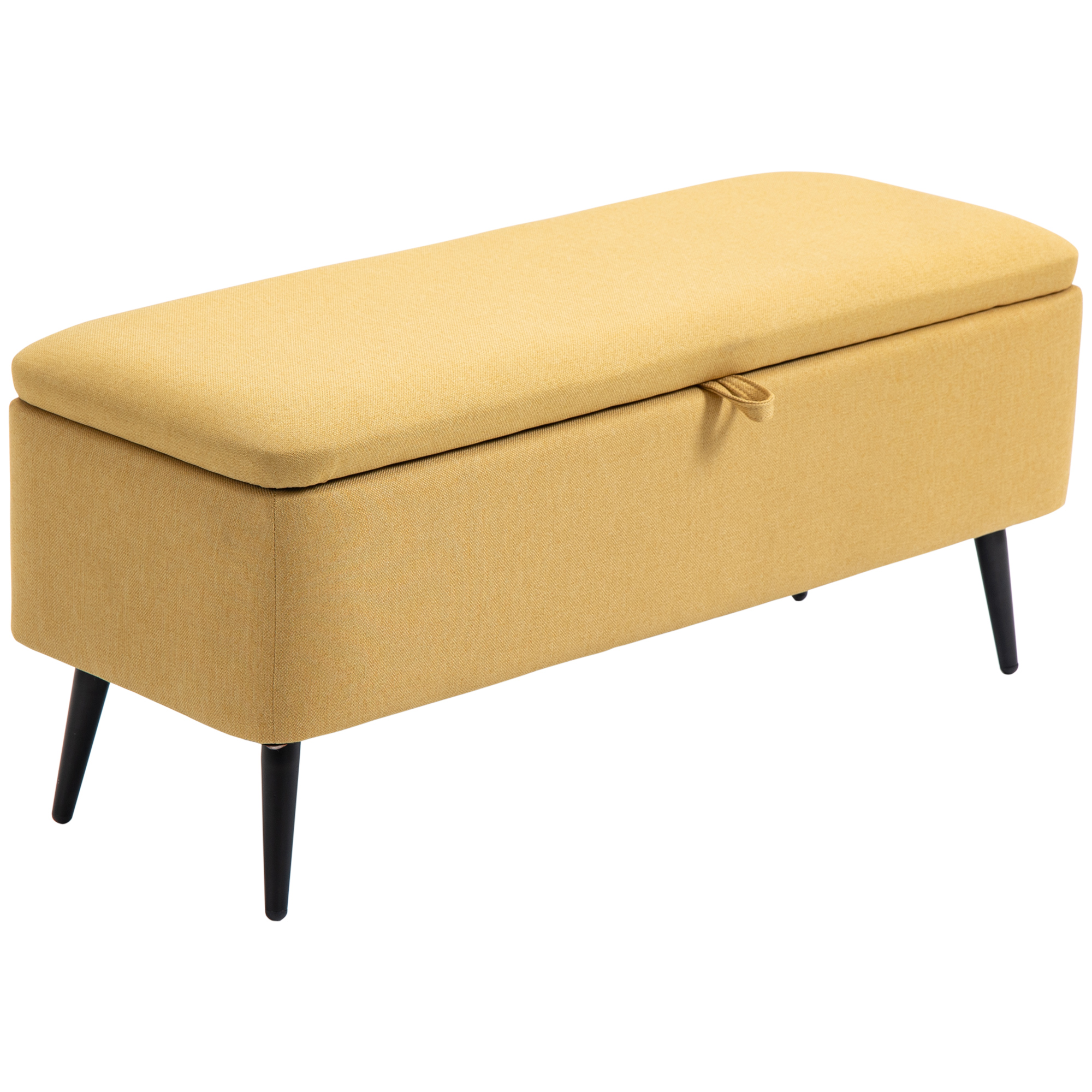 HOMCOM Sitzbank, Sitztruhe, Polsterbank, Leinenoptik, bis 150kg, 101x38,5x44,5 cm, Gelb