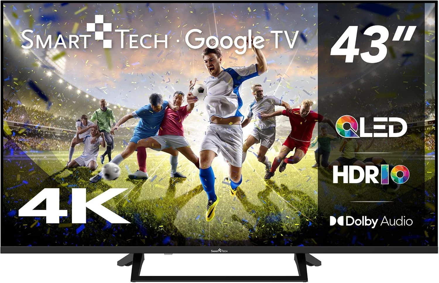 Fernseher, 43 Zoll, Schwarz, Smart TV, Smart Tech 43QG06 V QLED Google Smart TV 4K UHD Auflösung