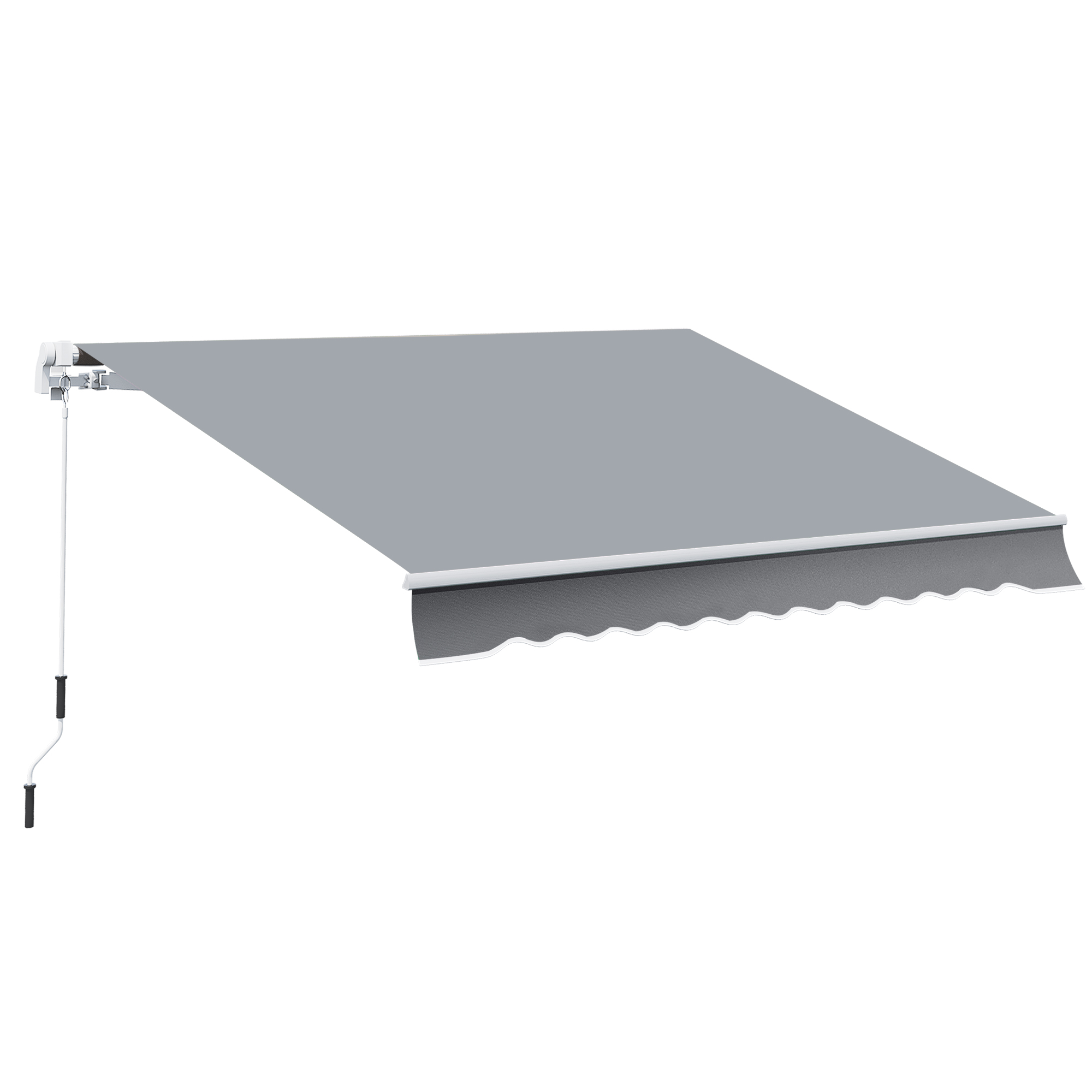 Outsunny Markise, 3,95 x 2,45 m, Sonnenschutz, einfahrbar, mit Handkurbel, Metallrahmen, Polyester, Grau/Weiß