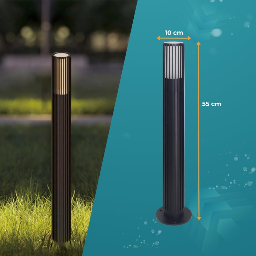 LUXULA 2er Set Wegeleuchte Außen mit Bodenplatte und Erdspieß, GU10 Fassung, Aluminium, 56cm Höhe - LED Außenleuchte IP44 Pollerleuchte Garten Terrasse