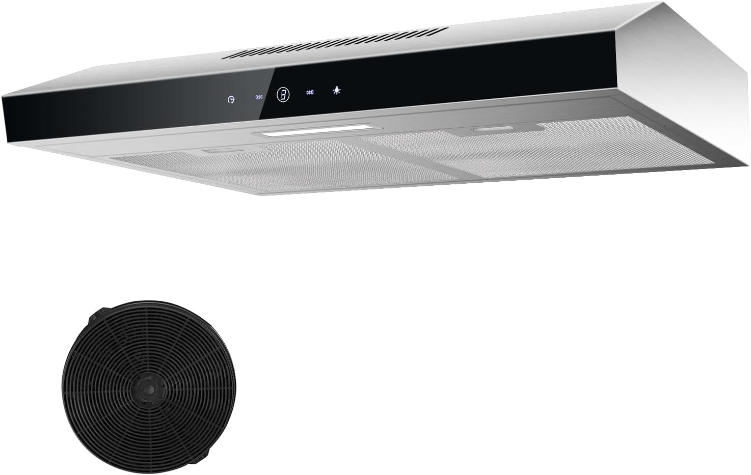 TopStrong Cappa aspirante 60cm sottopiano, cappa aspirante 60cm aria circolante/aria di scarico 201 m鲁/h, cappa cucina aspirante con filtro a carboni attivi CF-K, inox, 3 gradini