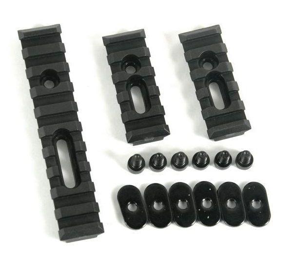 Green Blob Outdoors AR15 Black Slotted Polymer Picatinny 3 piece Rail Set for Handguards