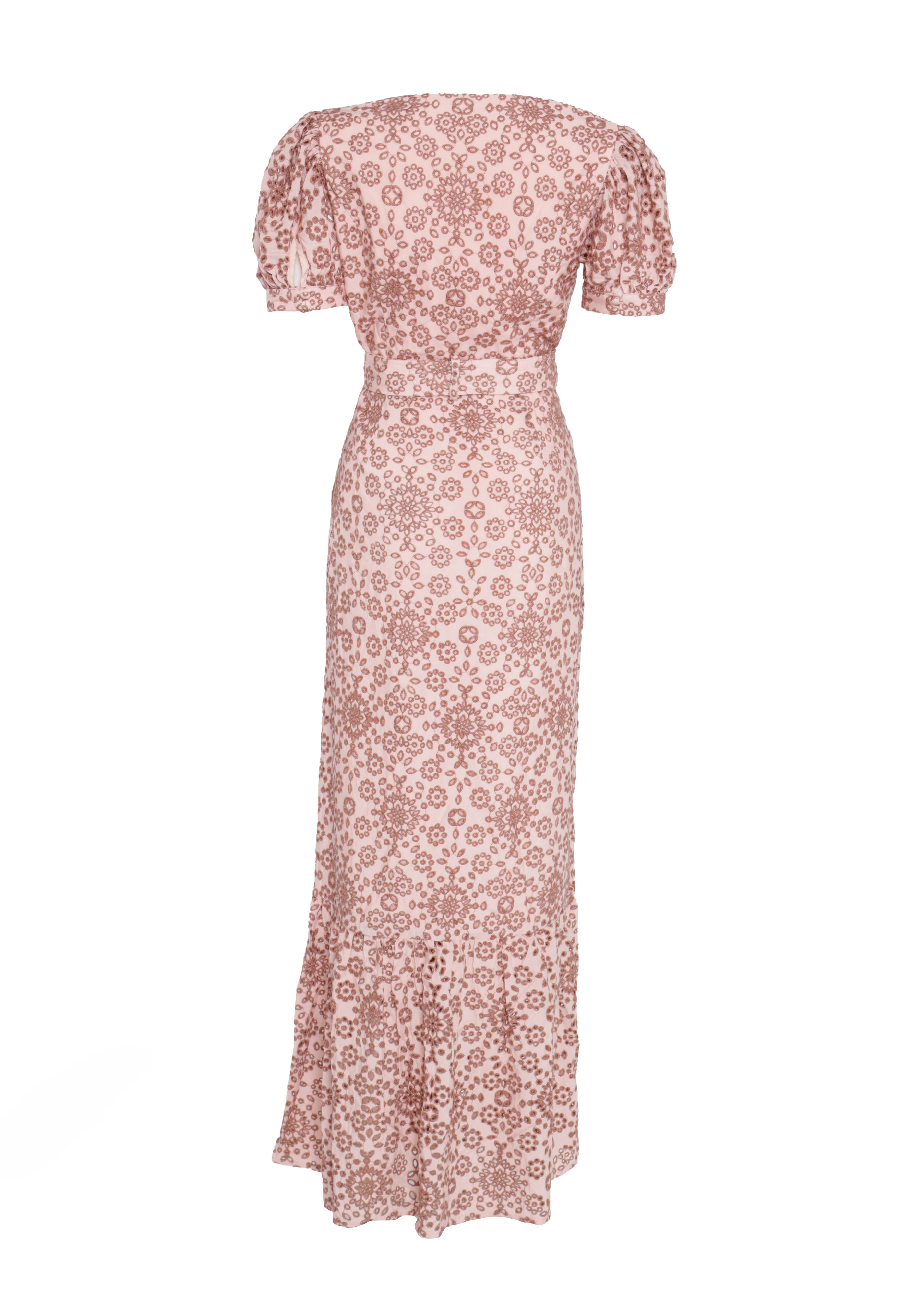 Mariana Nude Tan Broderie Anglaise Maxi-Dress