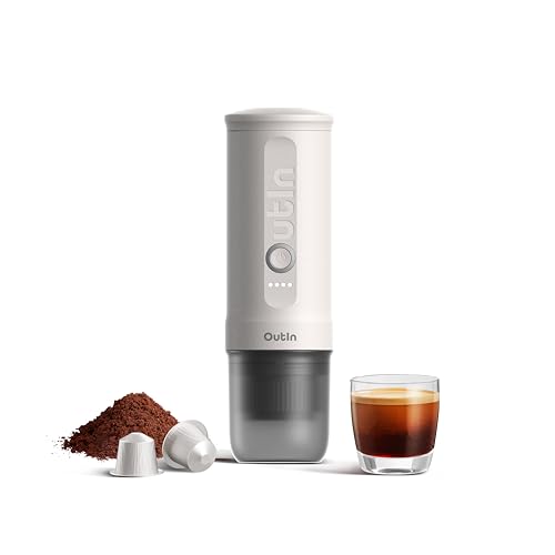 OutIn Nano Macchina da caffè espresso elettrica portatile, caffettiera da viaggio per il campeggio, caffettiera da auto auto riscaldamento con USB C, con caffè macinato e capsula NS : Amazon.it: Casa e cucina
