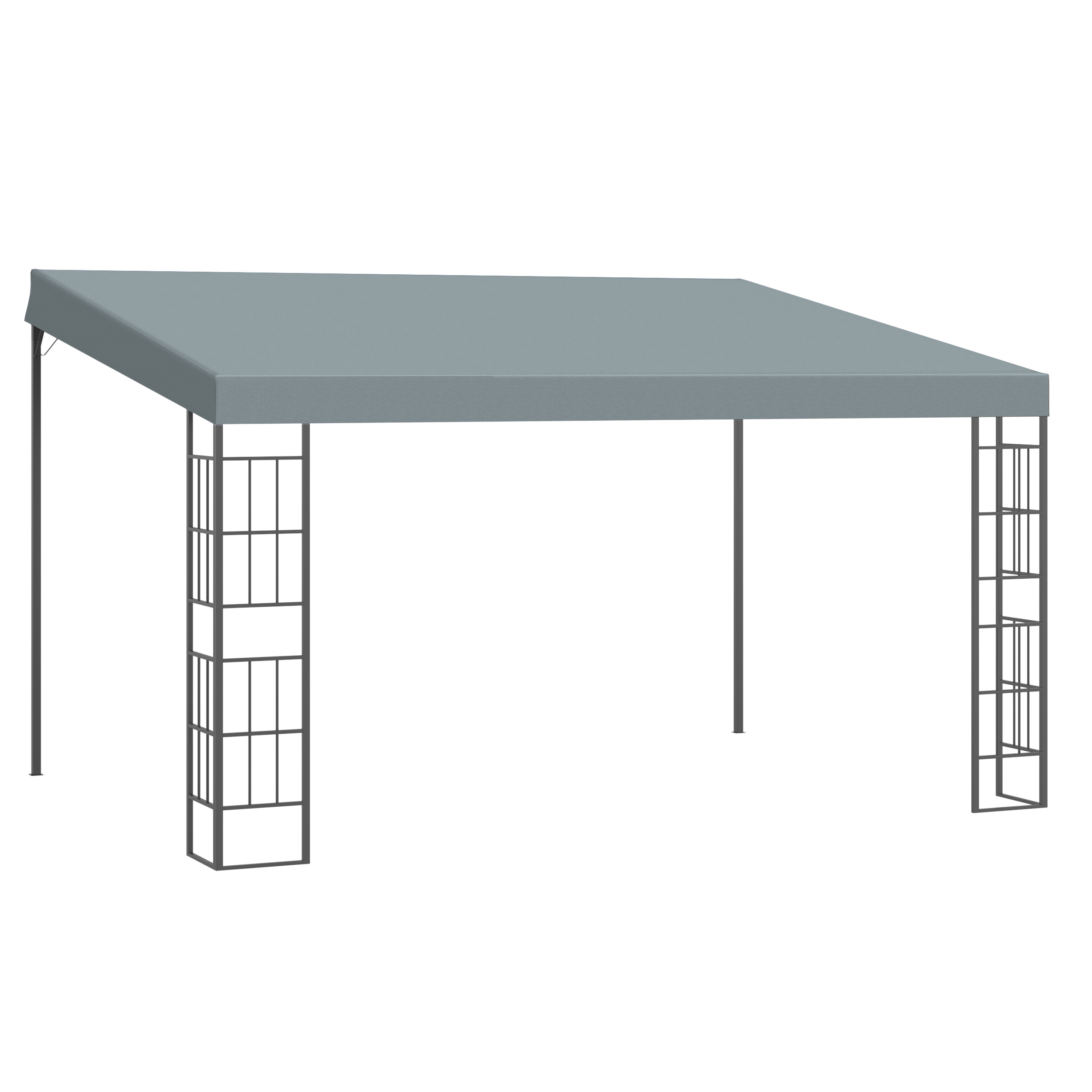 hellend dak pergola grijs+zwart 4 x 3 x 2.5m