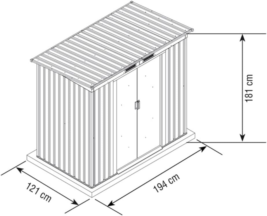 VERDELOOK Maisonette, Casetta in Metallo Box da Giardino a Una Falda, 194x121 Altezza 181 cm