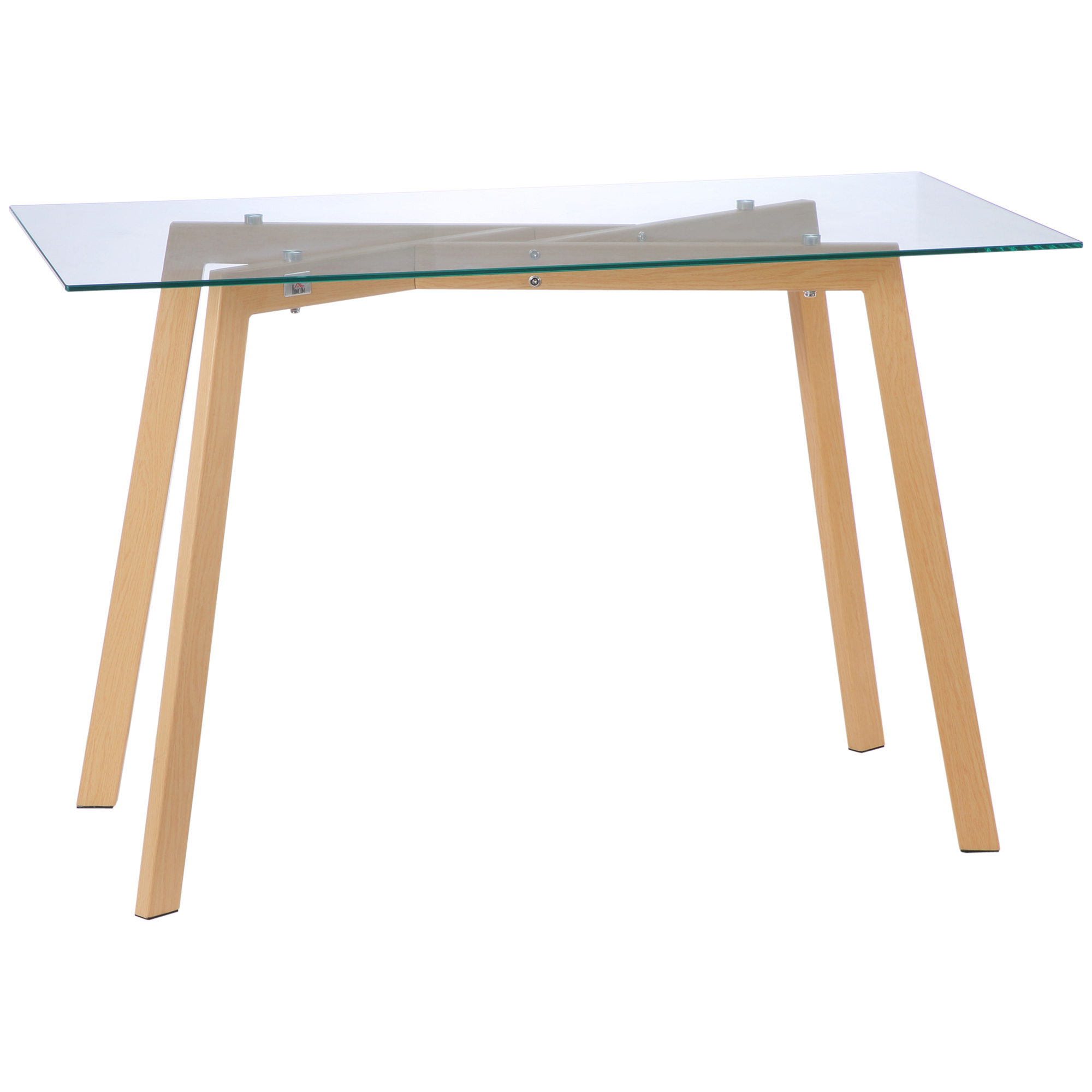 HOMCOM Esstisch für 4 Personen max, aus Stahl mit Tischplatte aus gehärtetem Glas, 120x60x76 cm