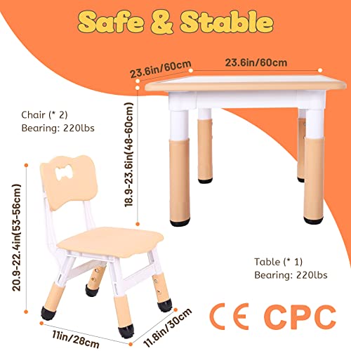 FUNLIO Tavolino con 2 Sedie per Bambini, Tavolino e Sedie per Bambini Regolabili in Altezza per Età 3 8 Anni per Aule/Case, Tavolo Bambini per Arti Facile da Pulire, Approvato CPC e CE (3 pezzi) : Casa e cucina