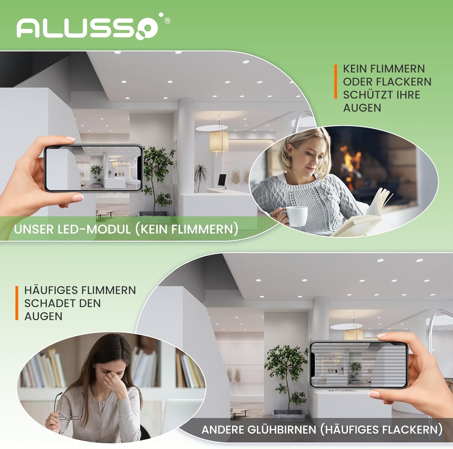 ALUSSO LED Modul Ultra Flach ø50x25mm für Einbaustrahler, 6W 540lm 230V, Warmweiß Naturalweiß Kaltweiß Dimmbar, Ersetzt GU10 MR16 Leuchtmittel, IP44 Wasserdicht, 48er