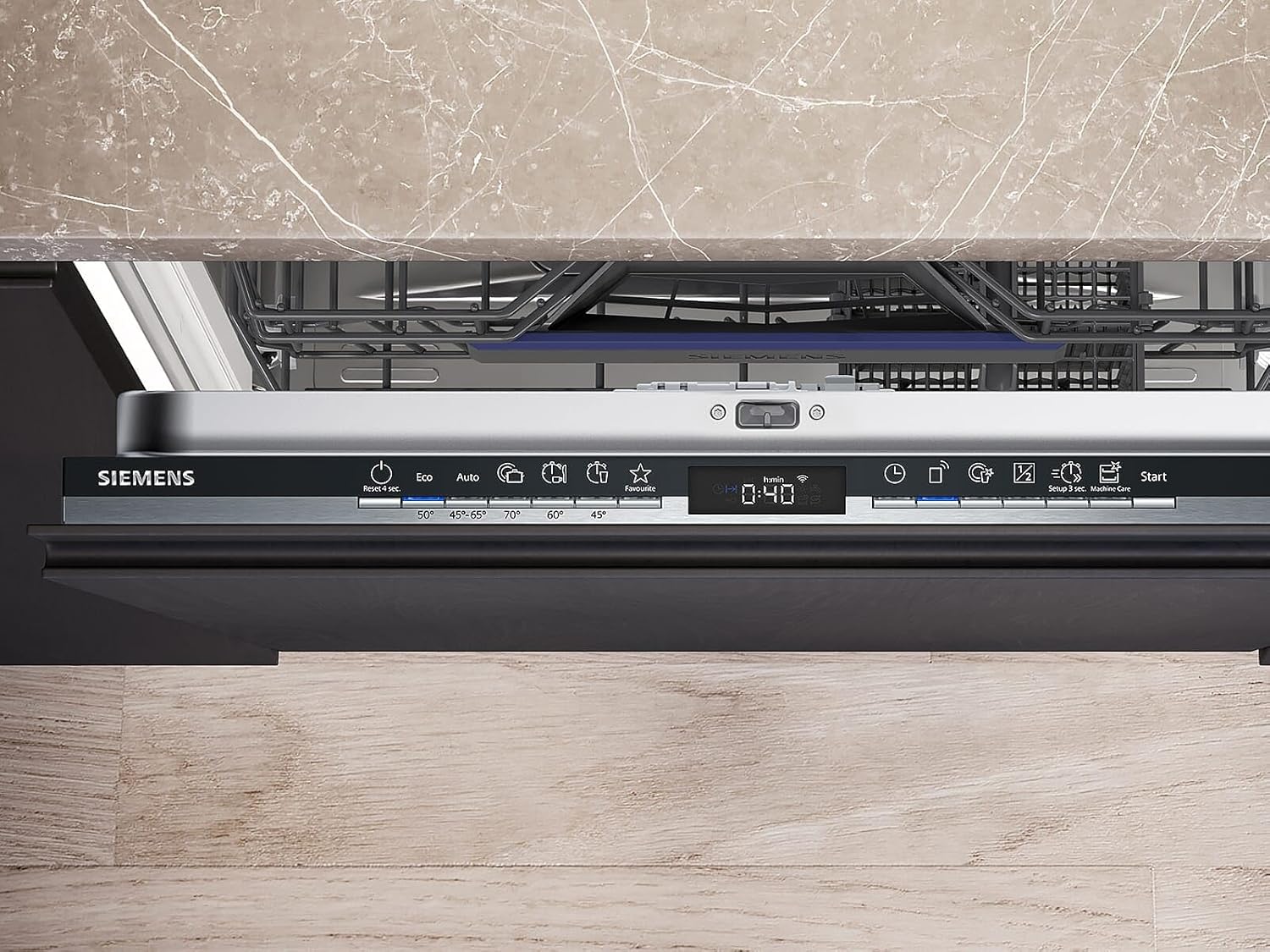 Siemens SN63EX14VE, iQ300 Smarter Geschirrsp��ler, Vollintegrierte Sp��lmaschine mit Besteckschublade, 60 cm, Auto T��r?ffnung dank autoOpen dry, Besonders leise durch iQdrive-Motor, infoLight aquaStop