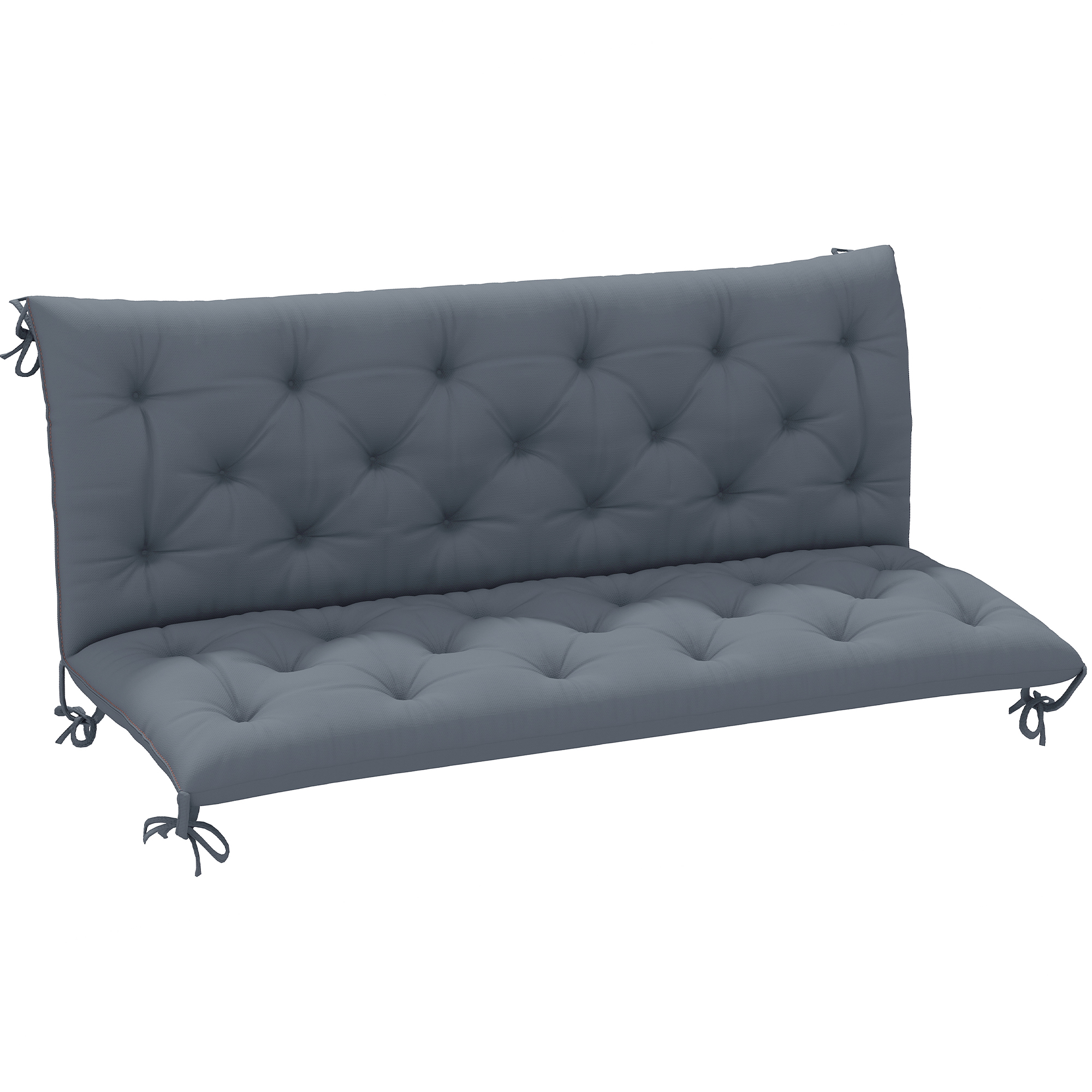 Outsunny 3 Sitzer Bankauflage 150 x 98 x 8 cm Sitzkissen mit Bändern Rückenkissen für Indoor/Outdoor Polster Auflage für Sitzbank Gartenbank Gartenmöbel Hollywoodschaukeln Dunkelgrau