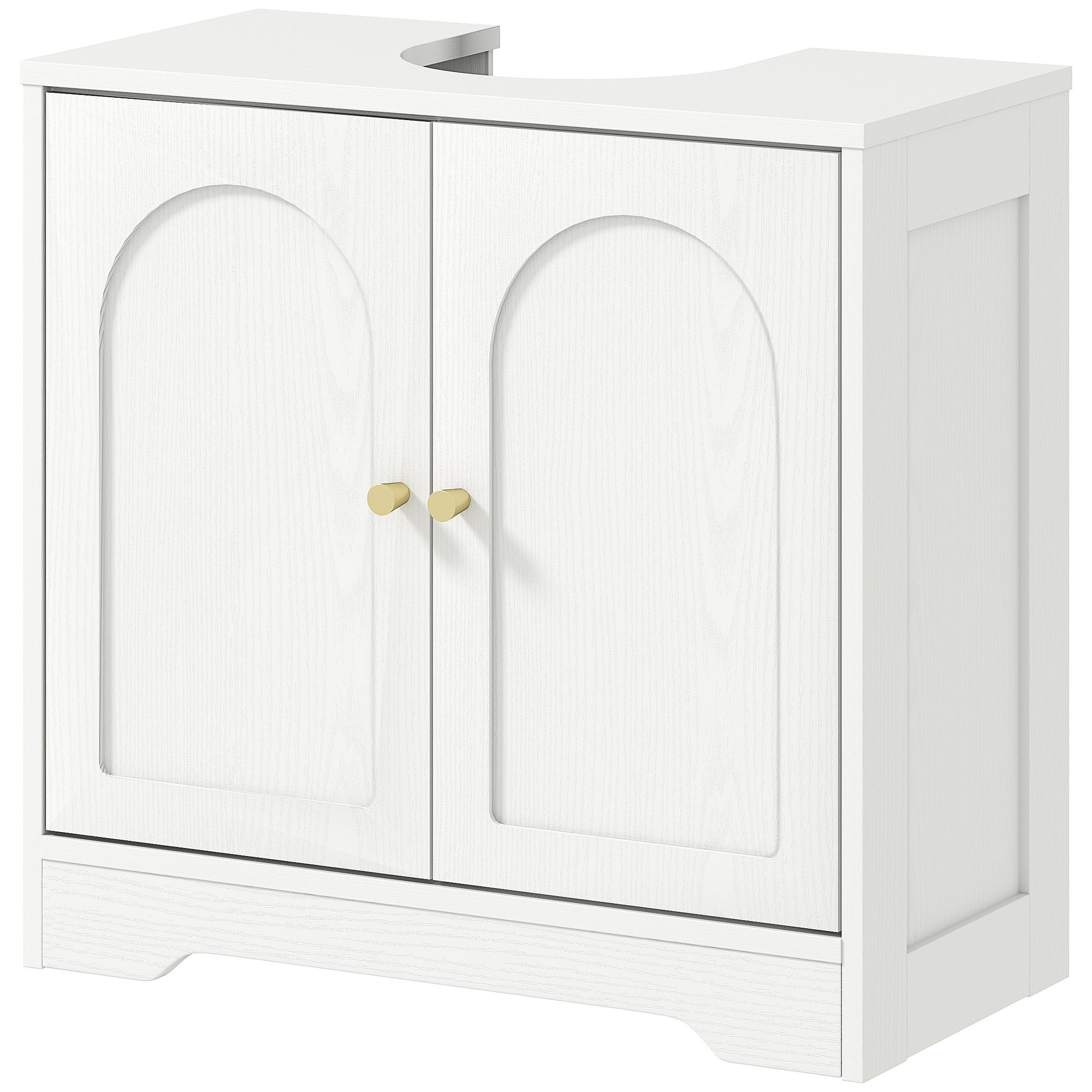 HOMCOM Waschtisch-Unterschrank Badezimmer mit Schrank mit Türen und höhenverstellbarem Regal, für Waschbecken mit oder ohne Sockel, weiß