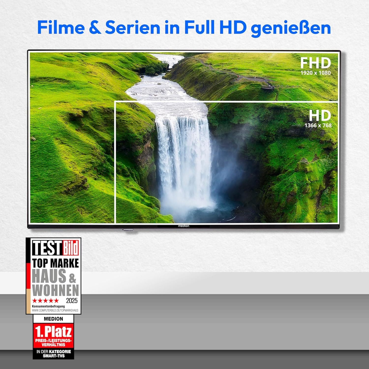 MEDION 100,3 cm (40 Zoll) Full HD Fernseher (Android TV, Smart TV, HDR, Prime Video, PVR, Bluetooth, MD 840100)