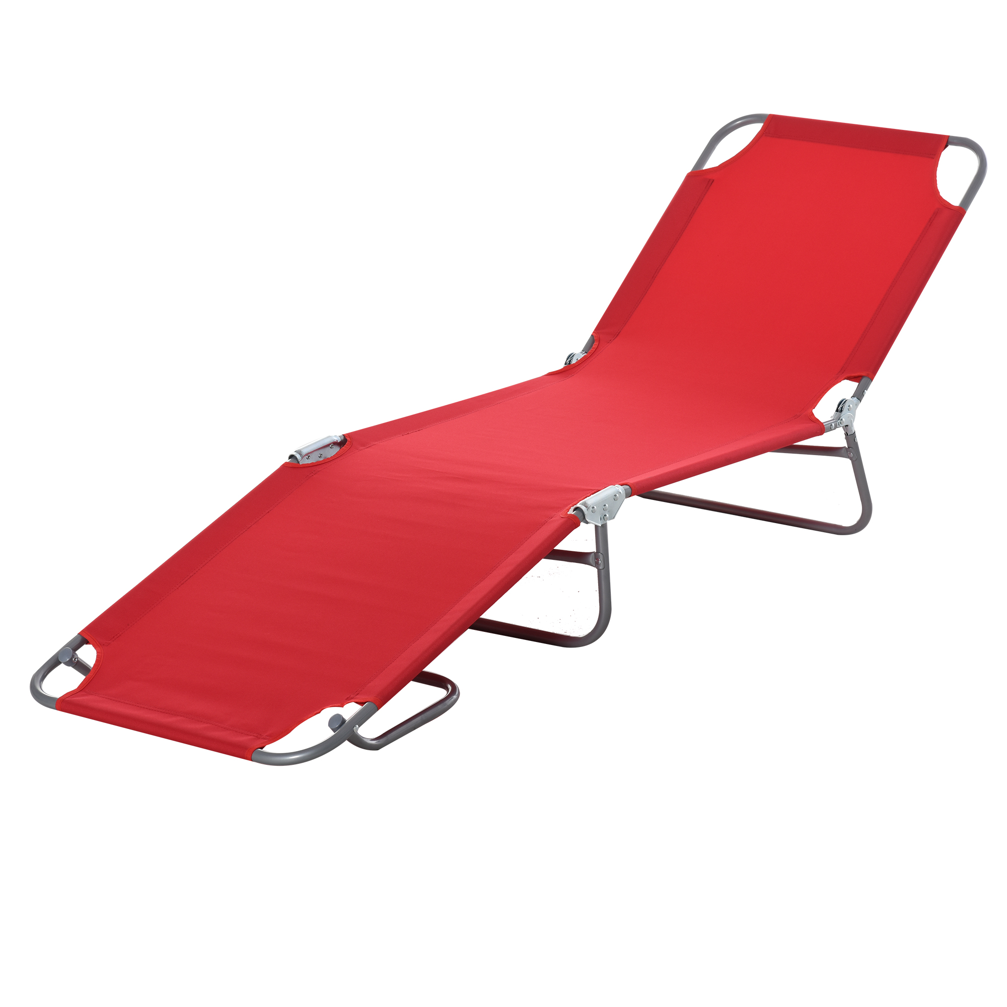 Outsunny Sonnenliege, klappbar, verstellbare Rückenlehne, rostfreier Metallrahmen, 187 x 55 x 24, Rot