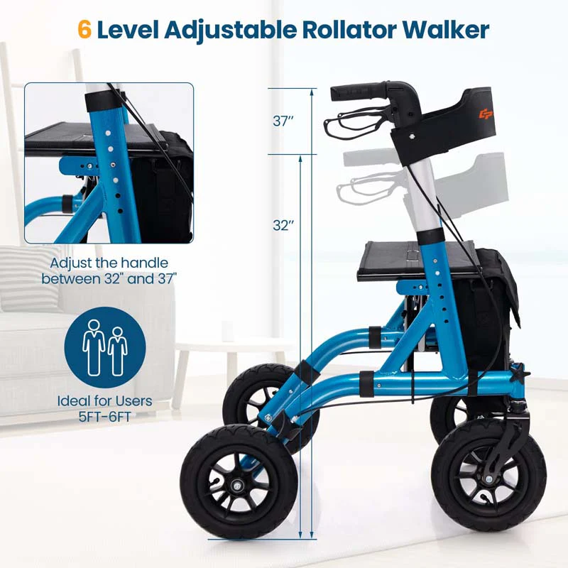 Foldable Rolling Walker with 9.5