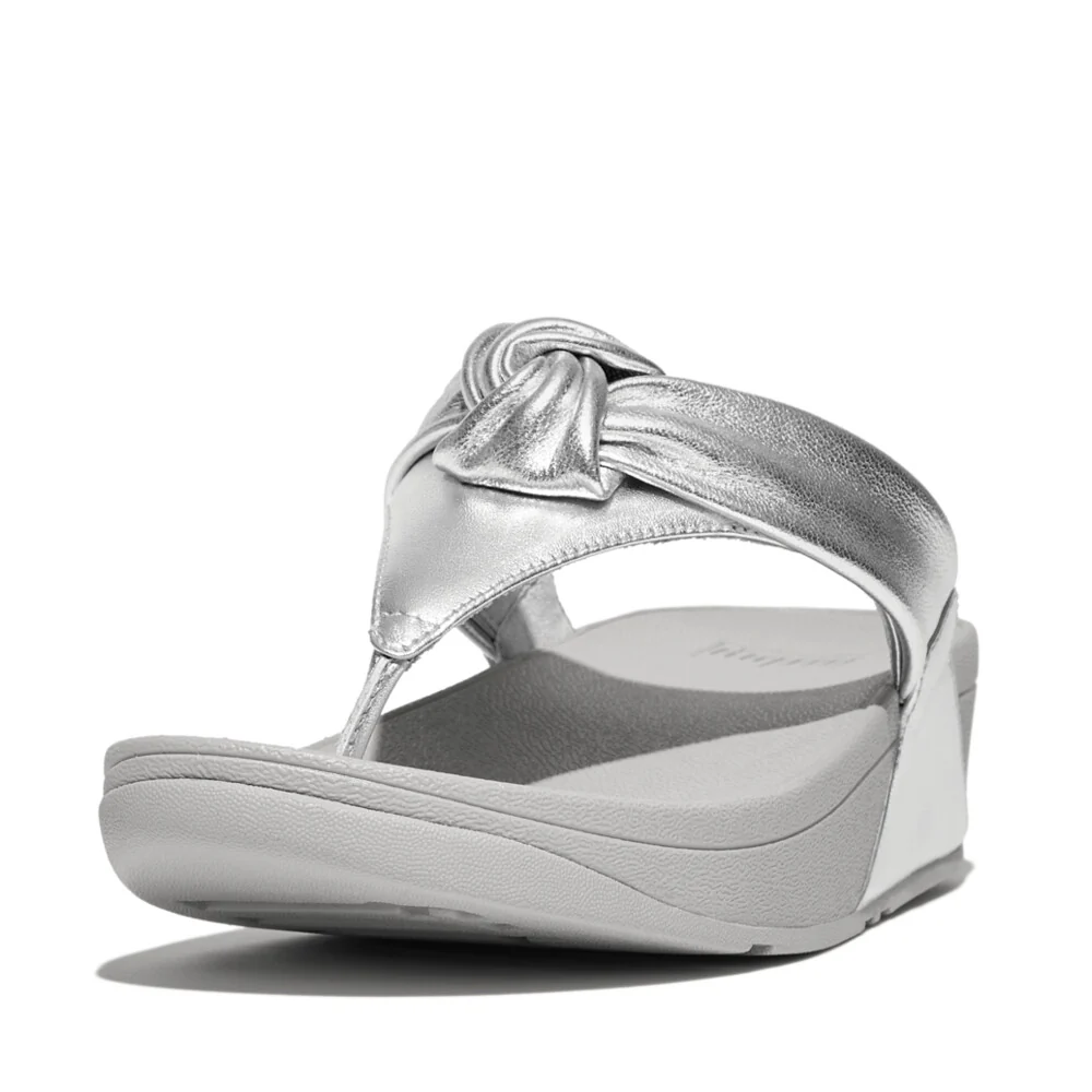 FitFlop Lulu Zehenstegsandalen mit gepolstertem Knoten Silver