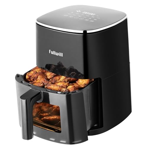 Fullwill Air Fryer with Viewing Window 6QT,5 in 1 Multi Function(Air Fry,Roast,Bake,Reheat,Dehydrate) plus 7 One Touch Presets for Wings,Fries,Steak and More,85% Less Oil Cooking for Families : Home & Kitchen