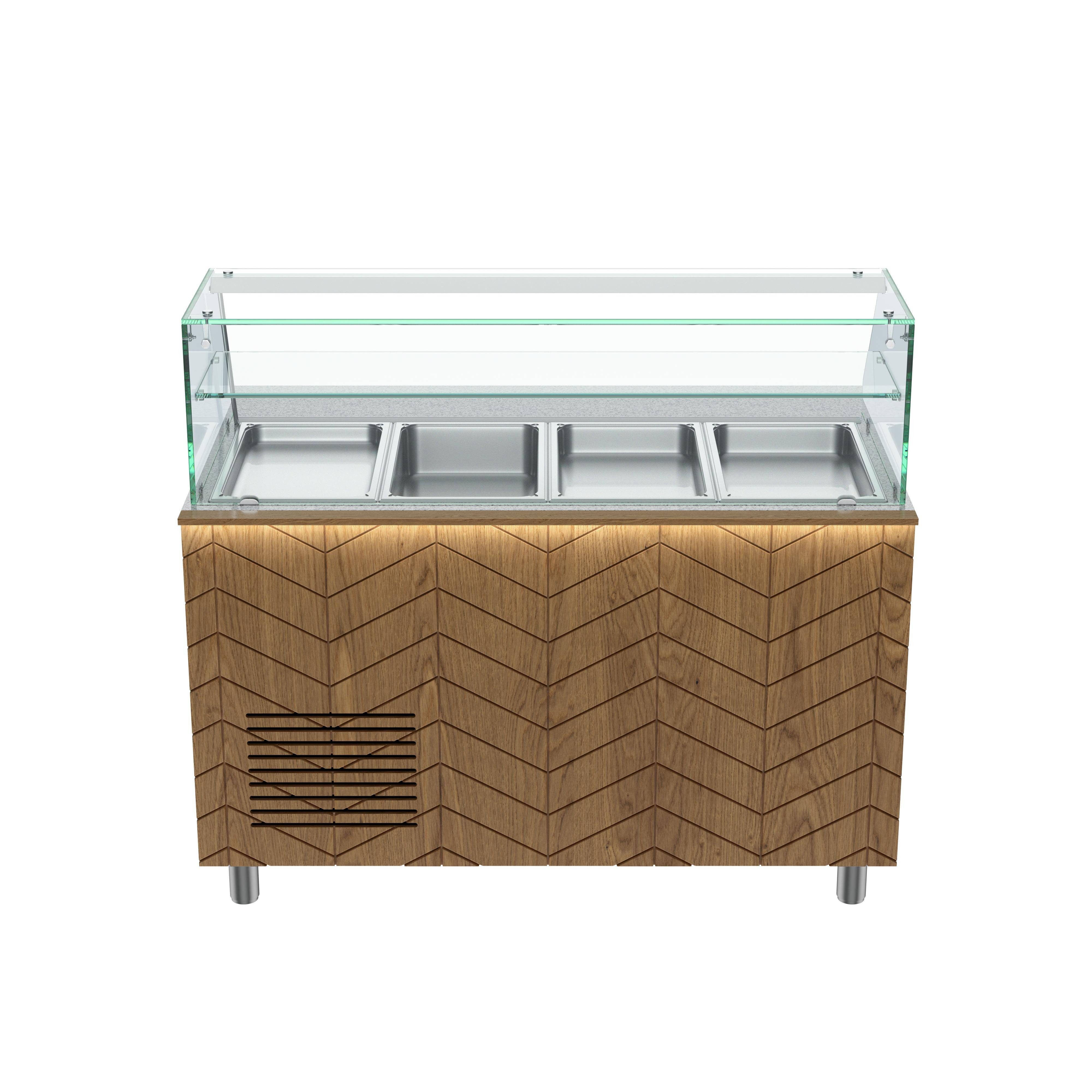 Pizzaofen Salattheke Premium 141 x 70 x 125 cm grauer Granit LED 2 Türen