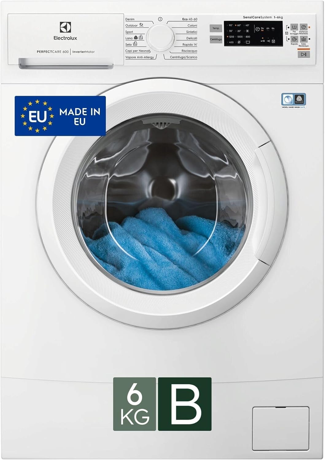 Electrolux EW6S526W Lavatrice Slim a Carica Frontale, 38cm Profondità, Tecnologia SensiCare 600, 6 kg, Partenza Ritardata, Lavaggio Rapido, Display LED, 1200 Giri al Minuto, Bianco, B