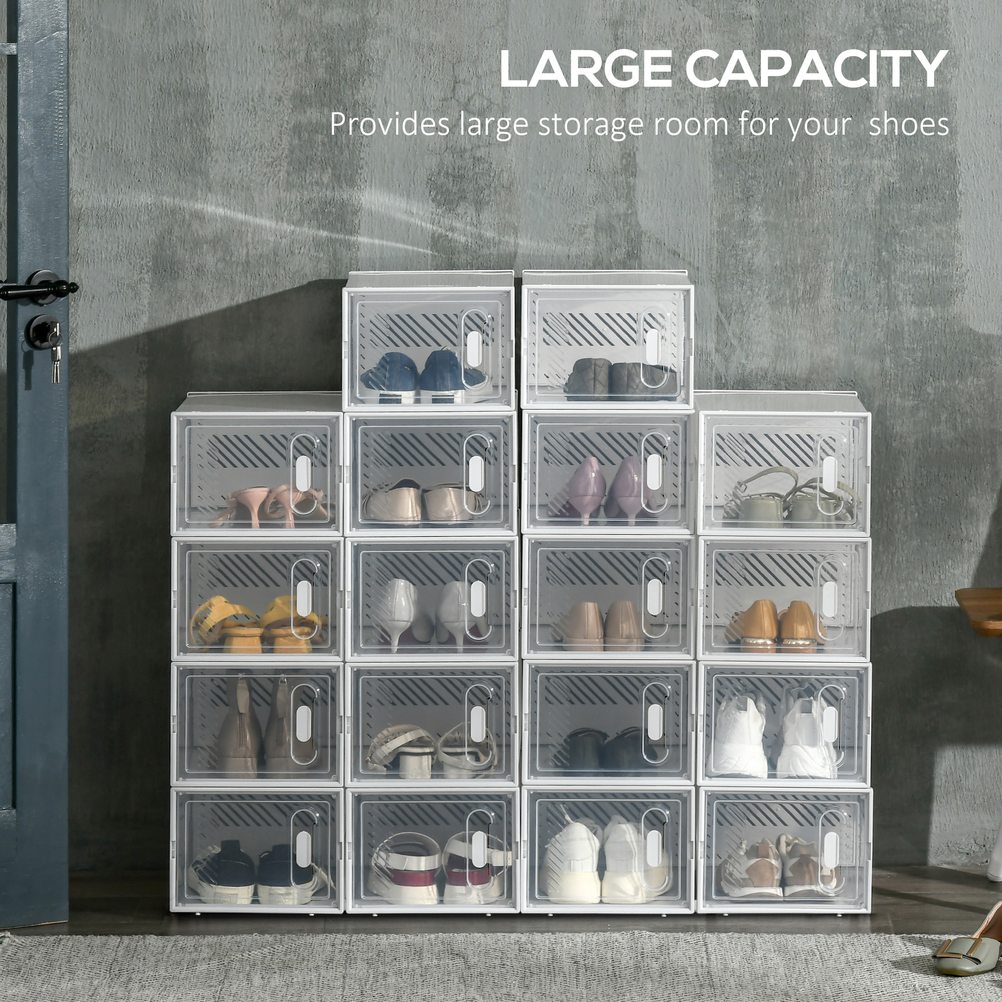 Modulair Opbergsysteem met 18 Compartimenten, Plug-in Rek, 25 cm x 35 cm x 19 cm, Transparant