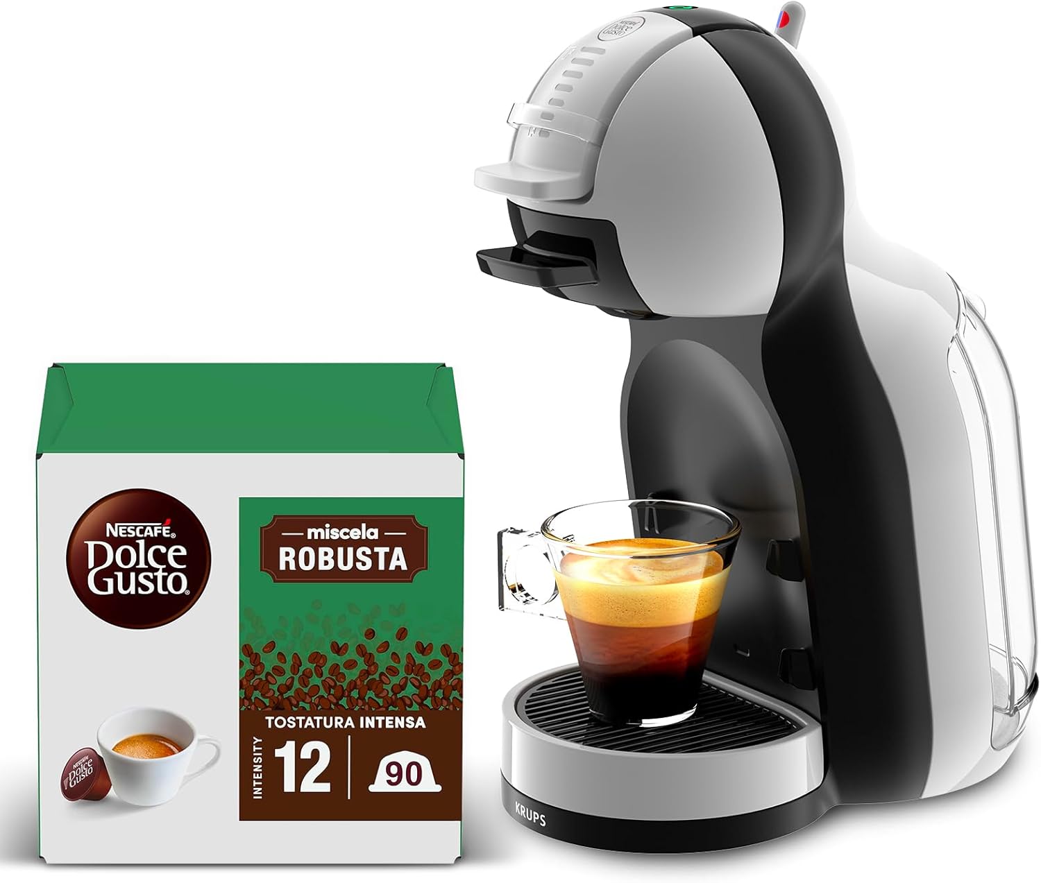 NESCAFE? DOLCE GUSTO Krups Mini Me, Macchina per Caffè Espresso e Altre bevande in capsula, Automatica, Grigio e Nero