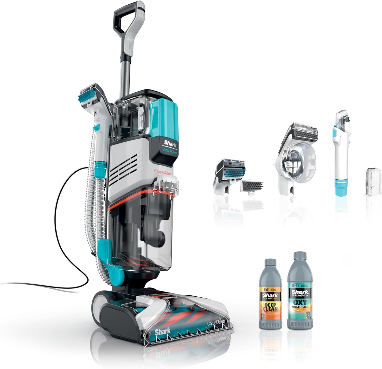 StainStriker Upright Carpet & Upholstery Cleaner, Built in Spot Cleaner, Pet Friendly, Deep Clean & Stain Removal, Cyan Green