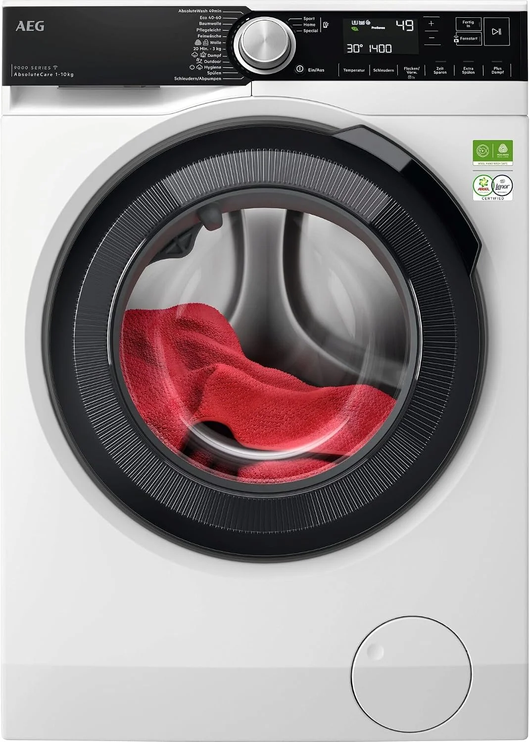 AEG WiFi Waschmaschine 10kg, 1400U/min, LR9WW80400, Serie 9000 AbsoluteCare-SoftWater, Farbschutz & Faserschonung, A, Mengenautomatik