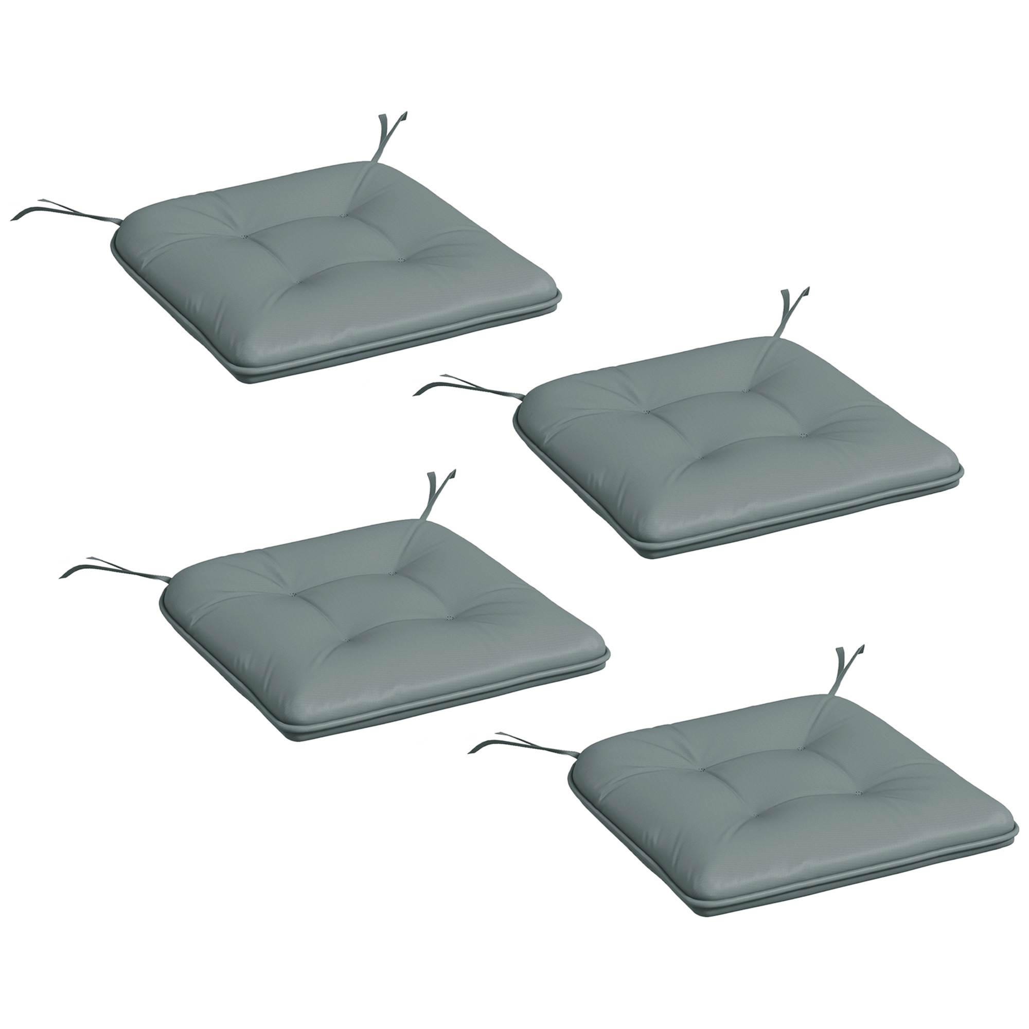 Outsunny Set mit 4 Gartenstuhlkissen gesteppt Füllung 4 cm Polyesterbezug dim. 43L x 41B cm Grau