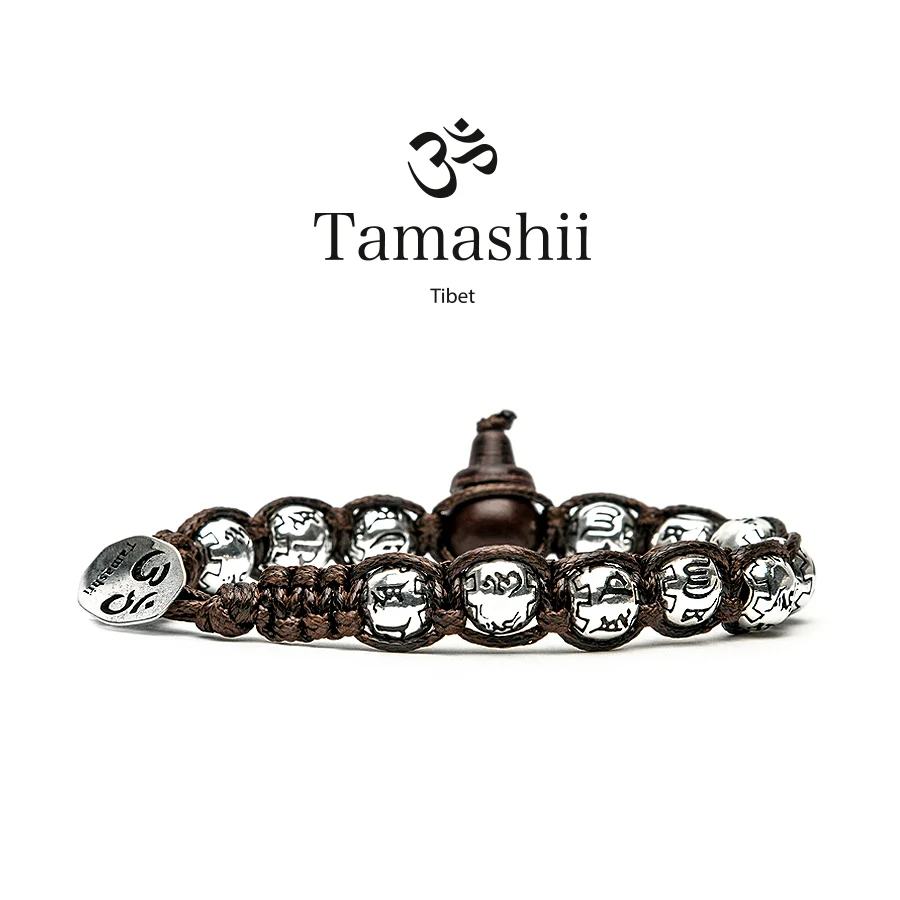 Bracciale Tamashii ruota della preghiera in sfere 8mm argento BHS924-S3