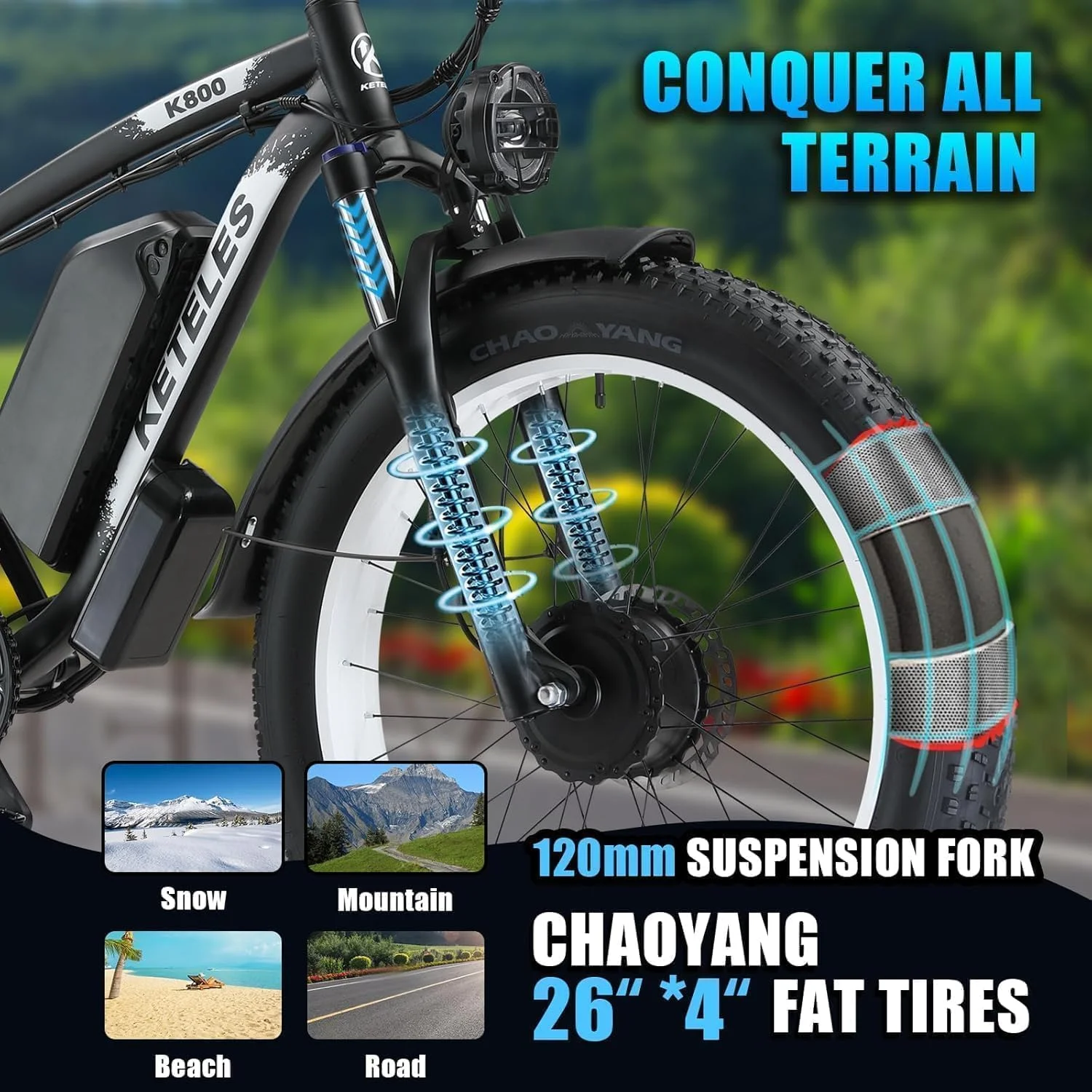 KETELES Electric Bike for Adults, Peak 4000W Dual Motor Ebike��26