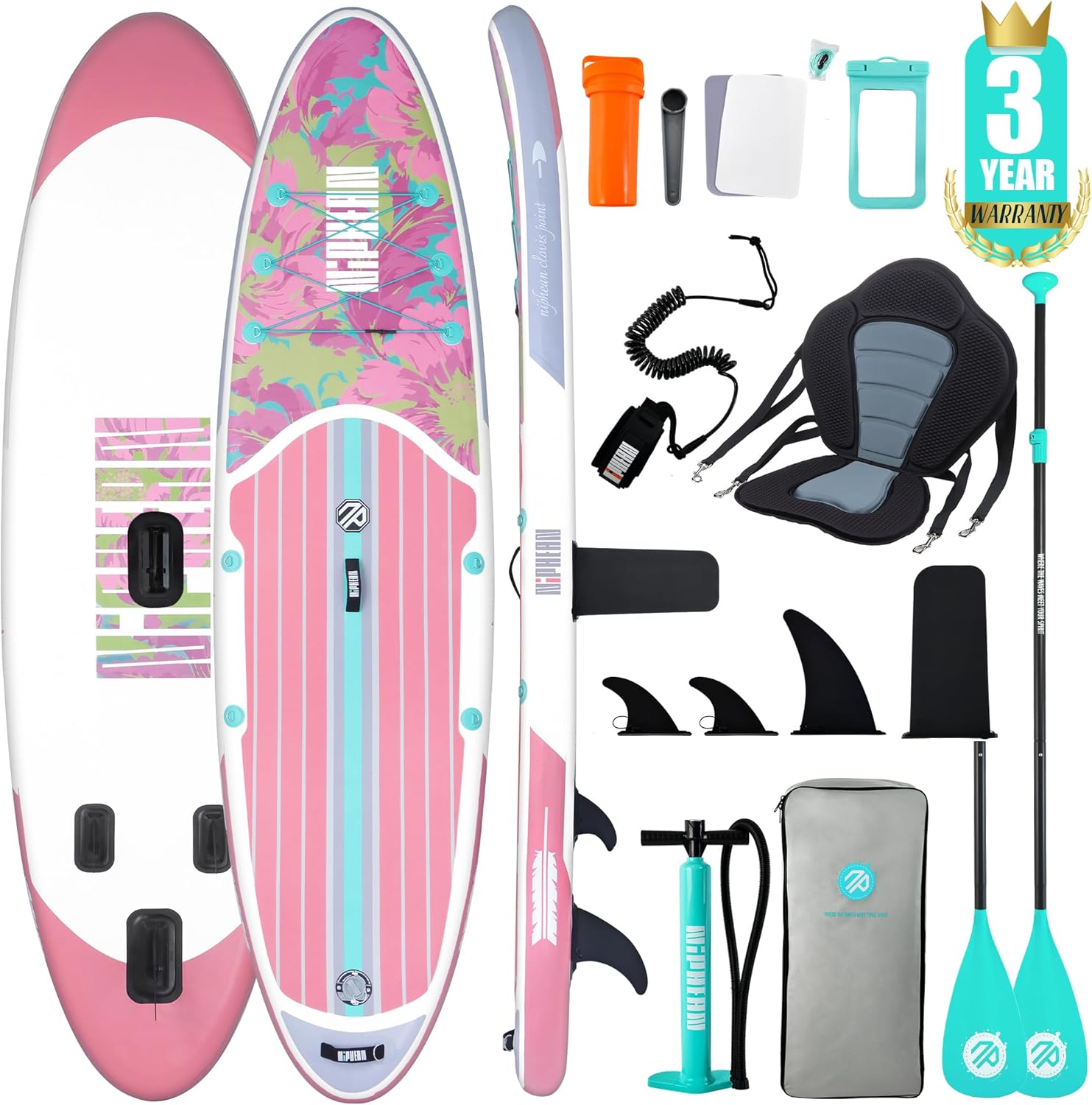 Niphean SUP Gonfiabile Adulti con Tutti gli Accessori, 320cm Stand up Paddle Gonfiabile per Tutti i Livelli, Paddle Board con Capacità di 200kg per 2 Persone, Tavola da SUP Gonfiabile con Sedia