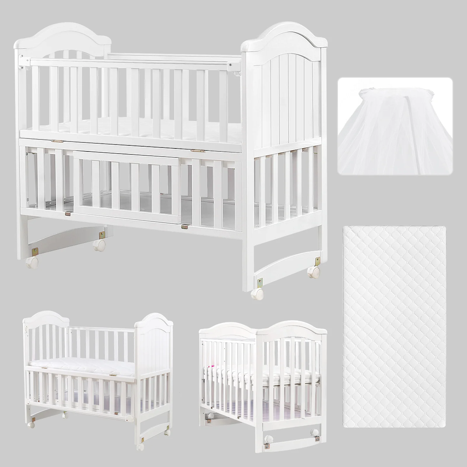 HARPPA Portable Mini Crib 6 in 1 Convertible (Mattress   Mosquito Net Included)