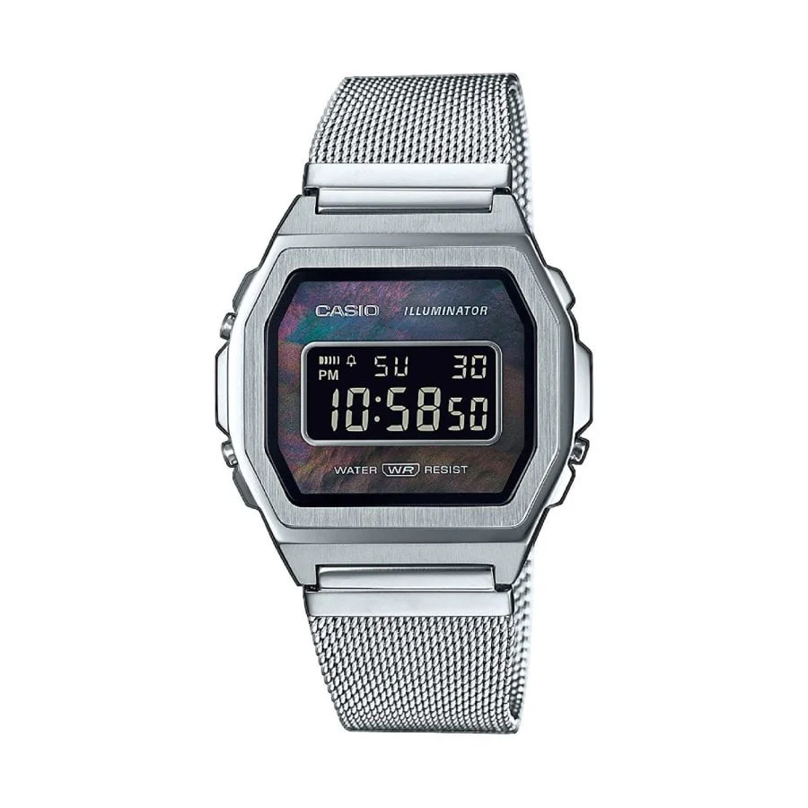 Casio vintage A1000M-1BEF acciaio quadrante nero