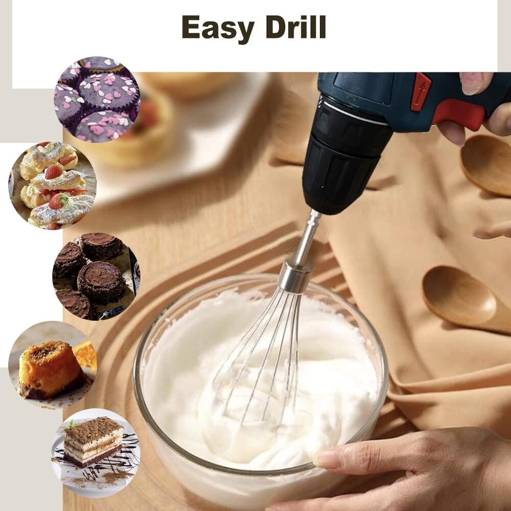 Handmixer 3 Stücke Handmixer Zubehörset Edelstahl für Elektrische Bohrmaschine