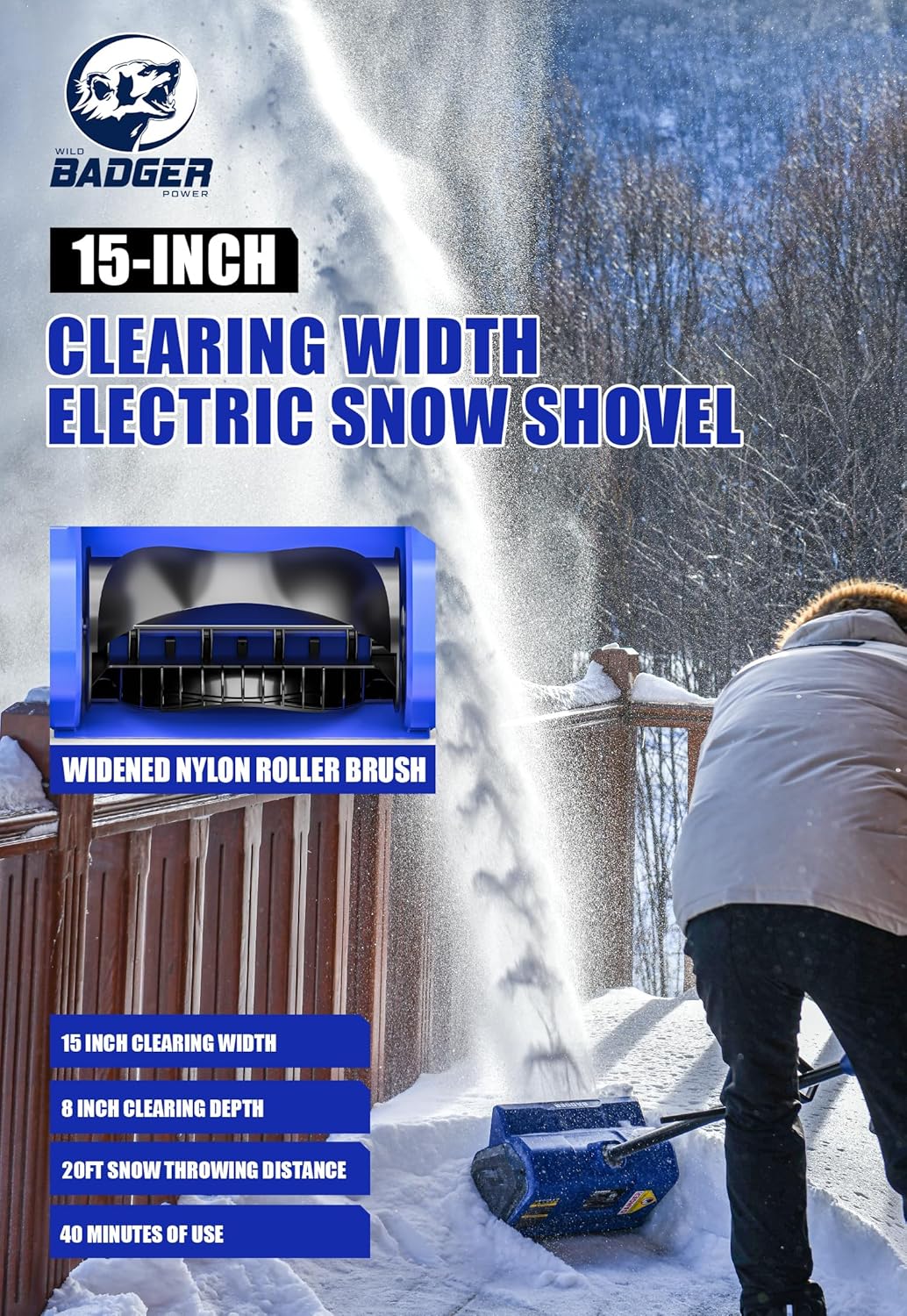 Wild Badger Power 40V Cordless Snow Shovel  12