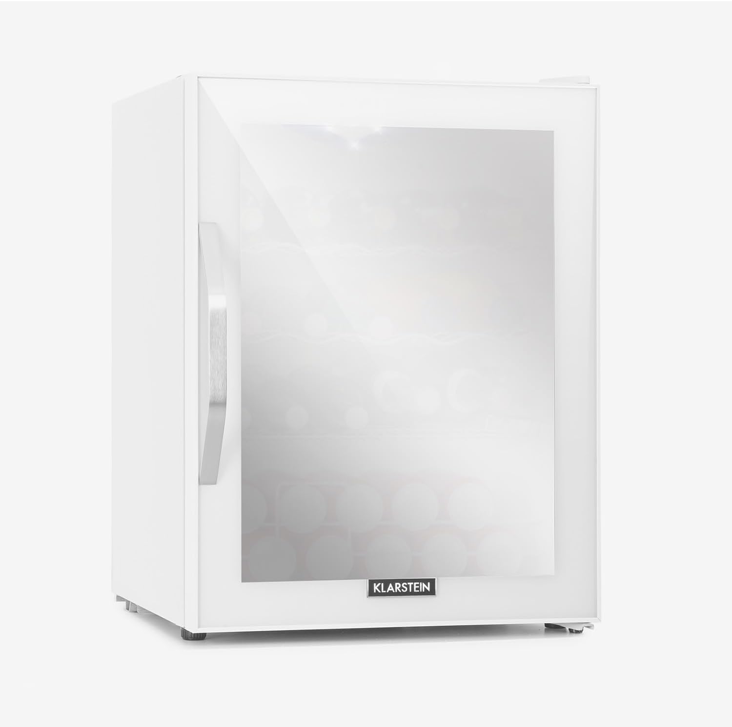Klarstein Mini Koelkast met Glazen Deur voor Kamer, Drankenkoelkast met Verstelbare Planken, Klein 80 Liter, Indoor/Outdoor Koelkast Stil